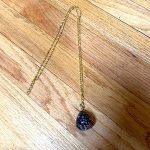 Brinker & Eliza murano glass black and gold long chain